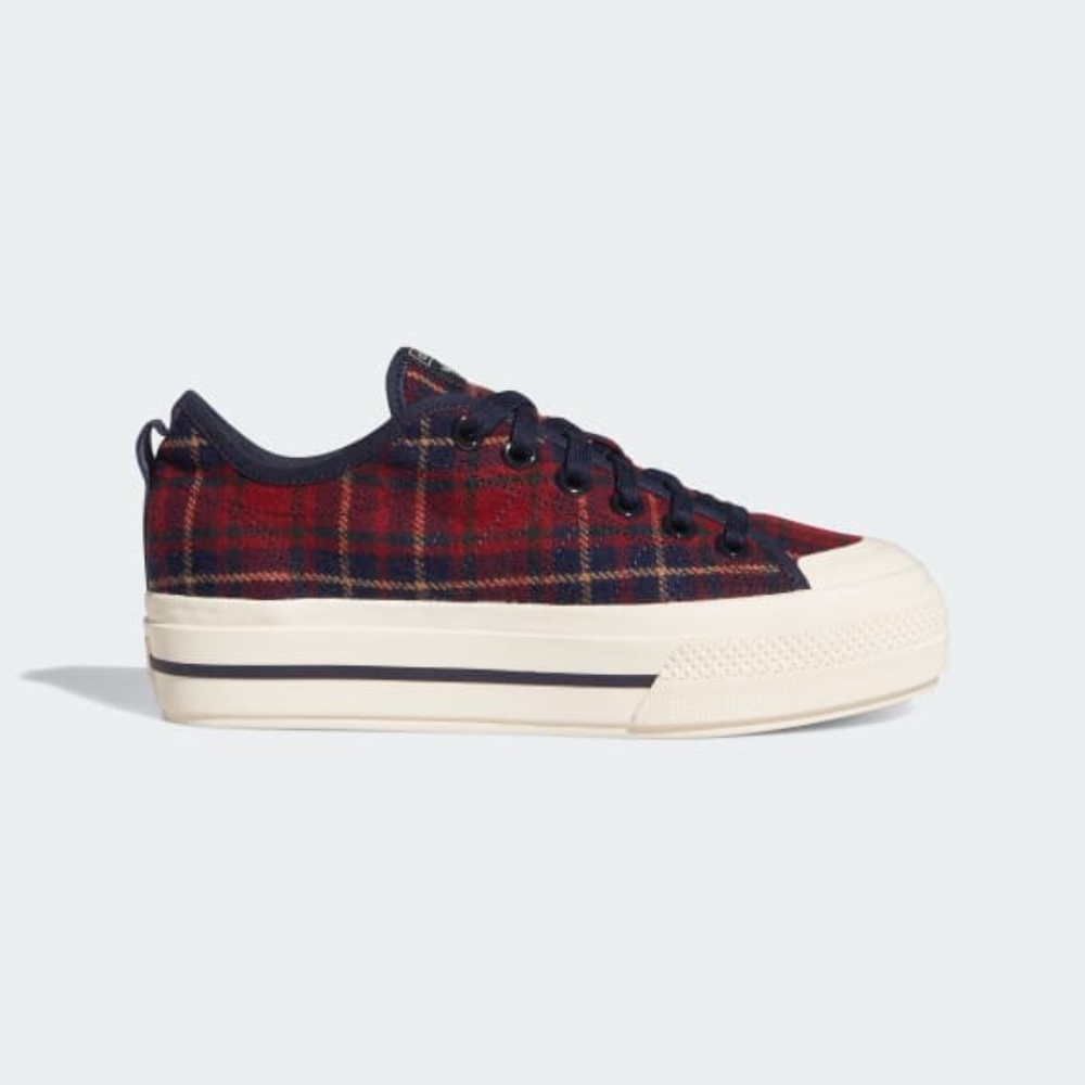 Adidas Nizza RF Platform Low Womens Casual Shoes Red Plaid H02710 NEW Sz 7 - Picture 2 of 8